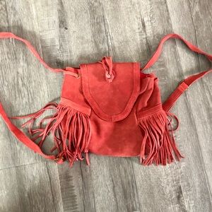 Small backpack burnt orange suede